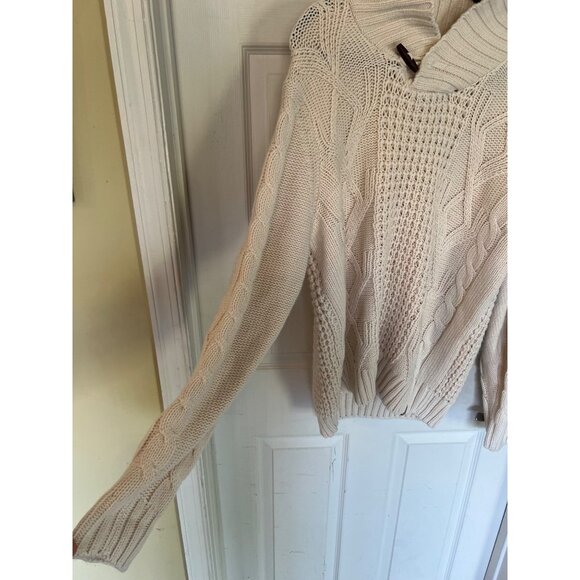 Weatherproof Cream Cable Knit Long Sleeve Fishman Men's Sweater Size Medium - Picture 4 of 12